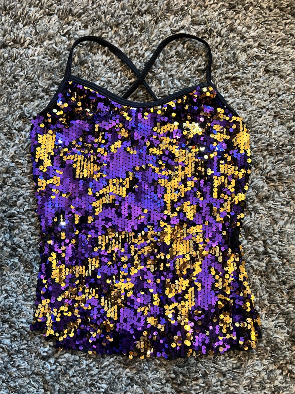 Black Tank with Purple and Gold Sequins - Adult Small